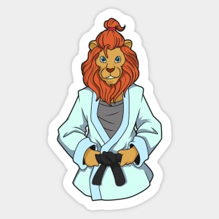 Comic lion does judo Sticker